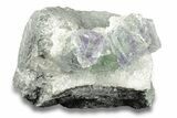 Glass-Clear Green Cubic Fluorite Crystals on Quartz - China #258441-1